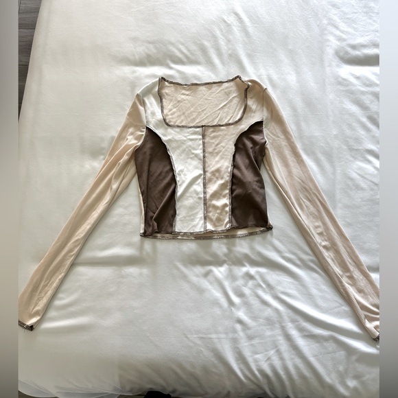 Tri-color long sleeve crop top - Picture 1 of 2